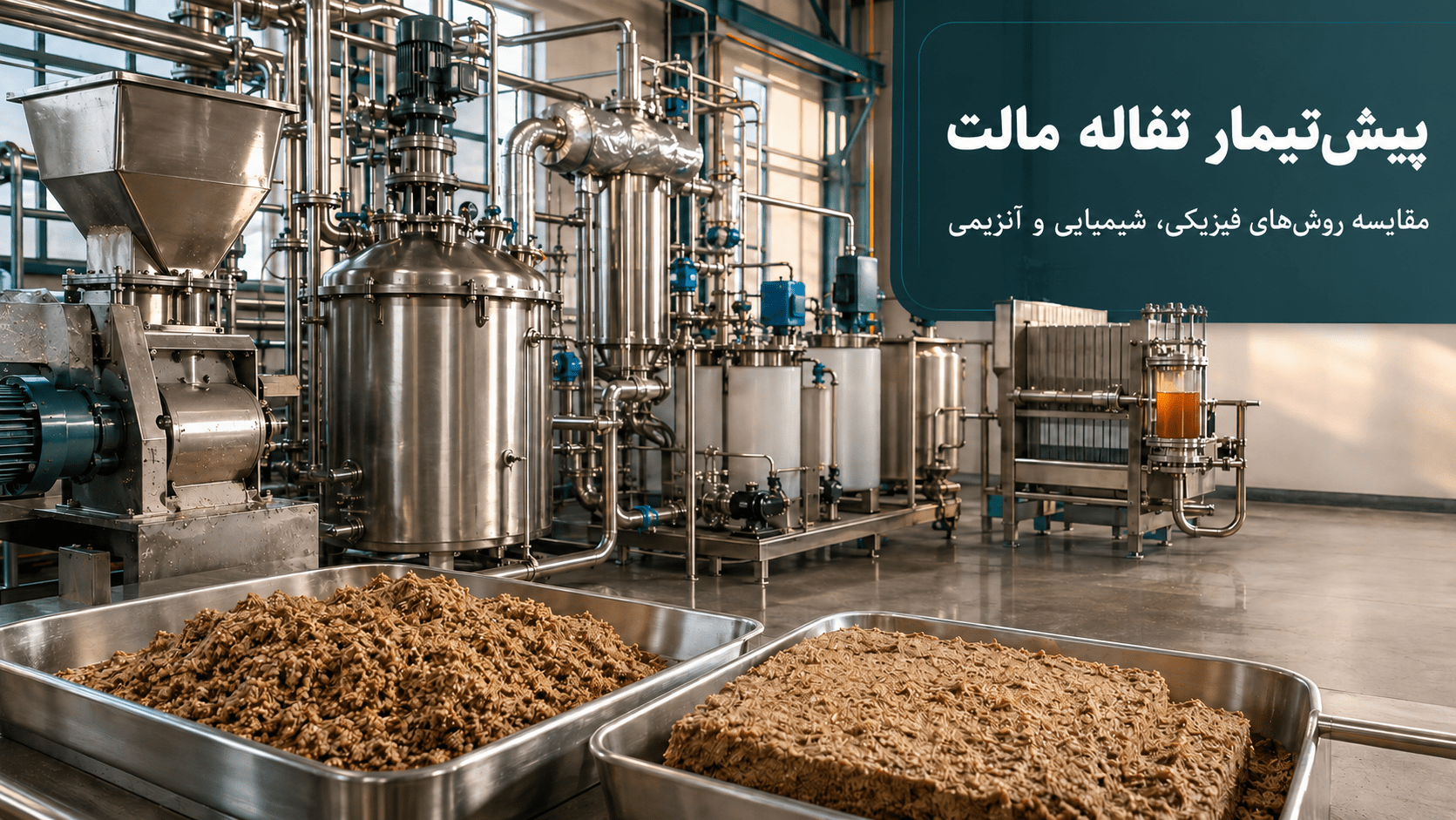 خط صنعتی پیش‌تیمار تفاله مالت با روش‌های فیزیکی شیمیایی و آنزیمی
